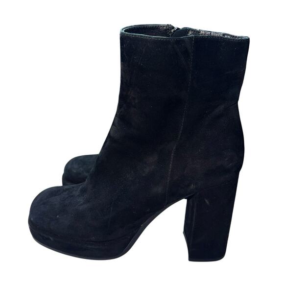 Jeffrey Campbell Retro Boho Funky Black Suede Platform 4” Heel Booties 8.5 - Picture 8 of 13